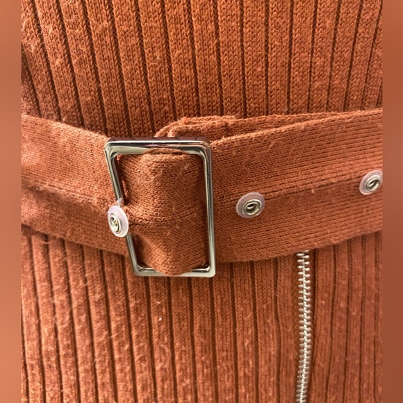 Say What Women’s Brown Zipper Sweater Dress With Belt Size Small - Picture 5 of 10